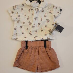 NEW Modern Moments 2 Piece Set - Palm Trees/Beach - Boys Size 0-3 Months